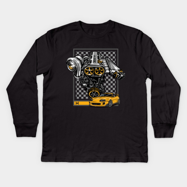 TOYOTA SUPRA ENGINE Kids Long Sleeve T-Shirt by monsalveautos