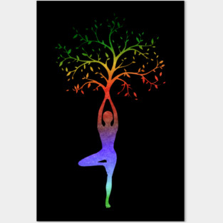 Multi-Color Yoga Tree Pose Balancing Asana Posters and Art
