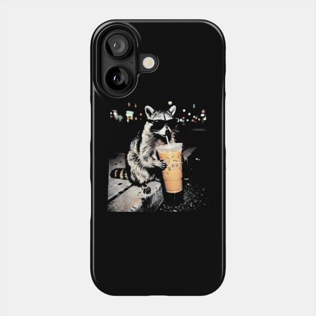 Raccoon-Drinking-Iced-Coffee Phone Case by dtr_art
