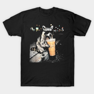 Raccoon-Drinking-Iced-Coffee T-Shirt