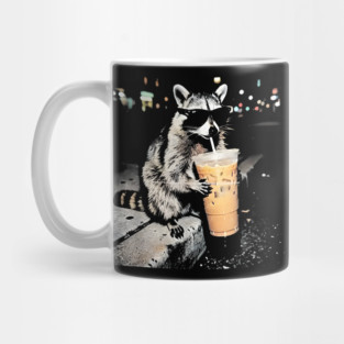 Raccoon-Drinking-Iced-Coffee Mug