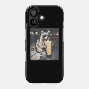 Raccoon-Drinking-Iced-Coffee Phone Case
