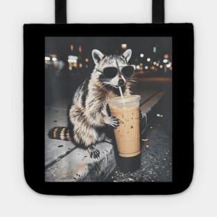 Raccoon-Drinking-Iced-Coffee Tote