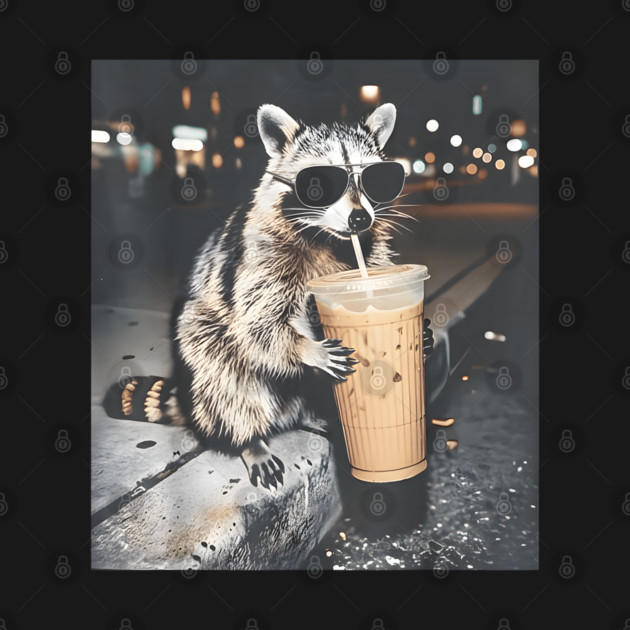 Raccoon-Drinking-Iced-Coffee by dtr_art