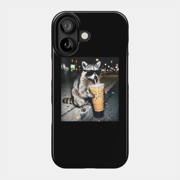 Raccoon-Drinking-Iced-Coffee Phone Case by dtr_art