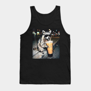 Raccoon-Drinking-Iced-Coffee Tank Top