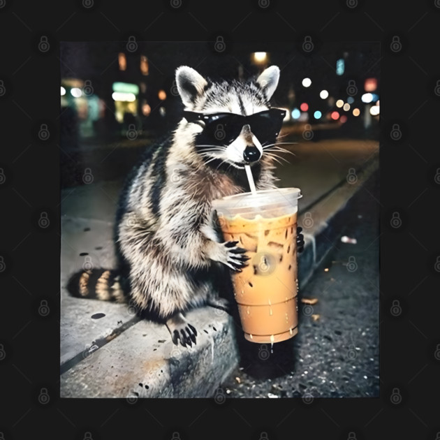 Raccoon-Drinking-Iced-Coffee by dtr_art