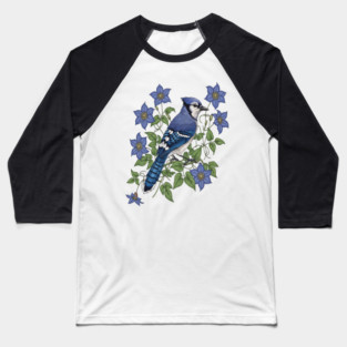 Blue Jay Woodland Songbird Baseball T-Shirt