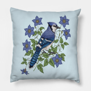 Blue Jay Woodland Songbird Pillow