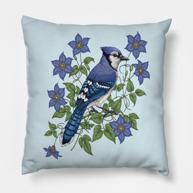 Blue Jay Woodland Songbird Pillow by BirdsnStuff