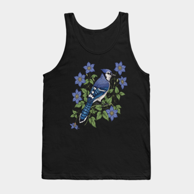 Blue Jay Woodland Songbird Tank Top by BirdsnStuff