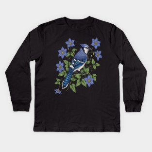Blue Jay Woodland Songbird Kids Long Sleeve T-Shirt