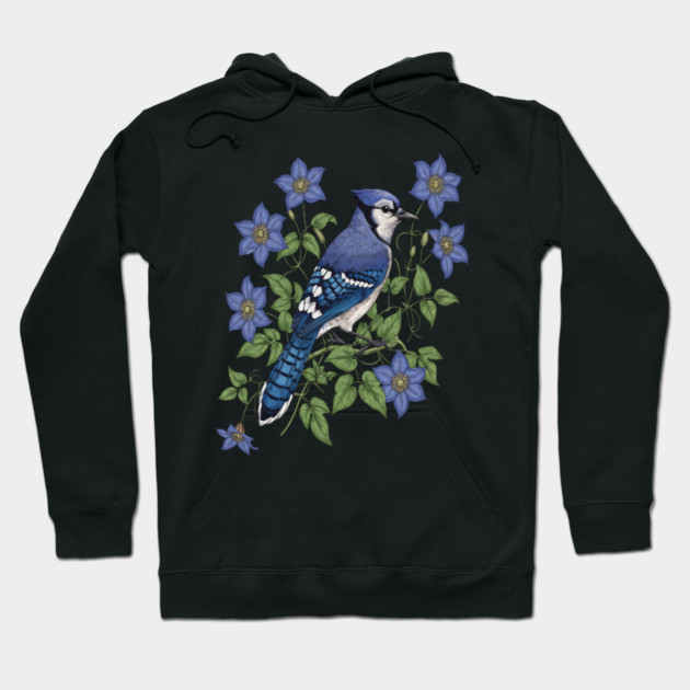Blue Jay Woodland Songbird Hoodie by BirdsnStuff