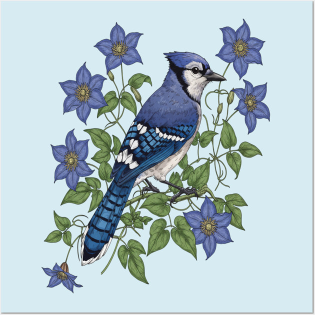 Blue Jay Woodland Songbird Wall Art by BirdsnStuff