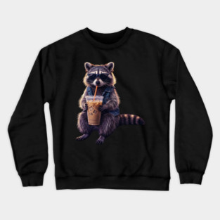 raccoon-drinking-iced-coffee Crewneck Sweatshirt