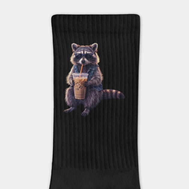 raccoon-drinking-iced-coffee by Creatifly Graphic Tees