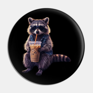 raccoon-drinking-iced-coffee Pin