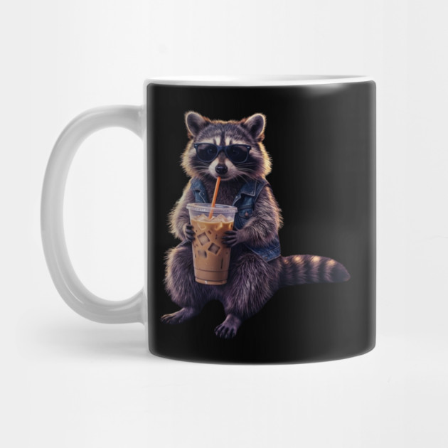 raccoon-drinking-iced-coffee by Creatifly Graphic Tees