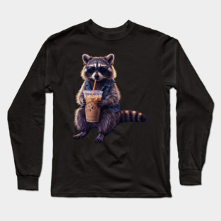 raccoon-drinking-iced-coffee Long Sleeve T-Shirt