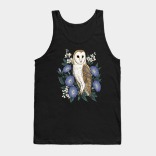 Barn Owl Woodland Floral Design Tank Top