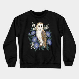 Barn Owl Woodland Floral Design Crewneck Sweatshirt