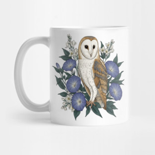Barn Owl Woodland Floral Design Mug