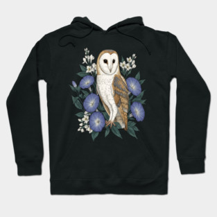 Barn Owl Woodland Floral Design Hoodie
