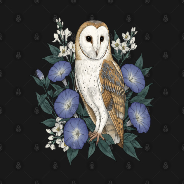 Barn Owl Woodland Floral Design by BirdsnStuff