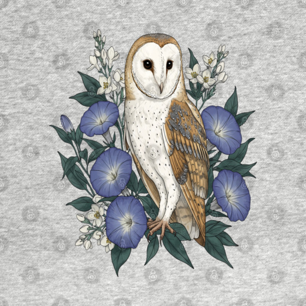 Barn Owl Woodland Floral Design by BirdsnStuff
