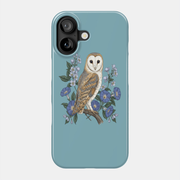Barn Owl Morning Glory Wildlife Art Phone Case by BirdsnStuff