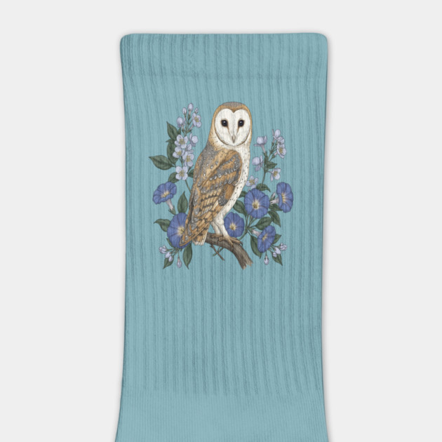 Barn Owl Morning Glory Wildlife Art by BirdsnStuff