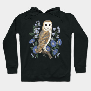 Barn Owl Morning Glory Wildlife Art Hoodie