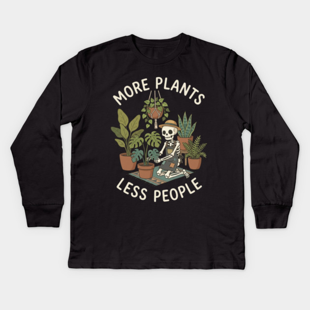 more-plants-less-people Kids Long Sleeve T-Shirt by Creatifly Graphic Tees