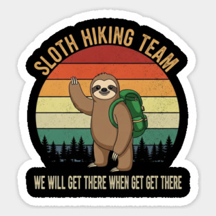 Sloth Hiking Team Retro Sunset Sticker