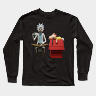Rick Sanchez and Morty Smith in Snoopy's Dog House Long Sleeve T-Shirt