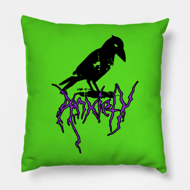 Anxiety Crow Pillow by casualteesinc