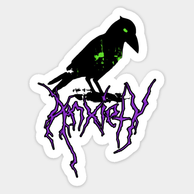 Anxiety Crow Sticker by casualteesinc