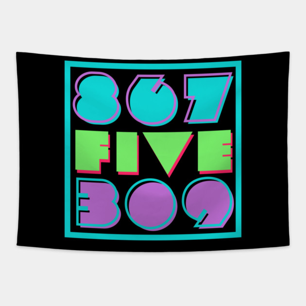 Retro "867-5309" 1980s Style Art Tapestry by casualteesinc