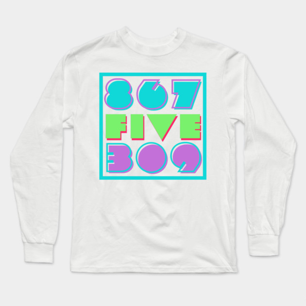 Retro "867-5309" 1980s Style Art Long Sleeve T-Shirt by casualteesinc