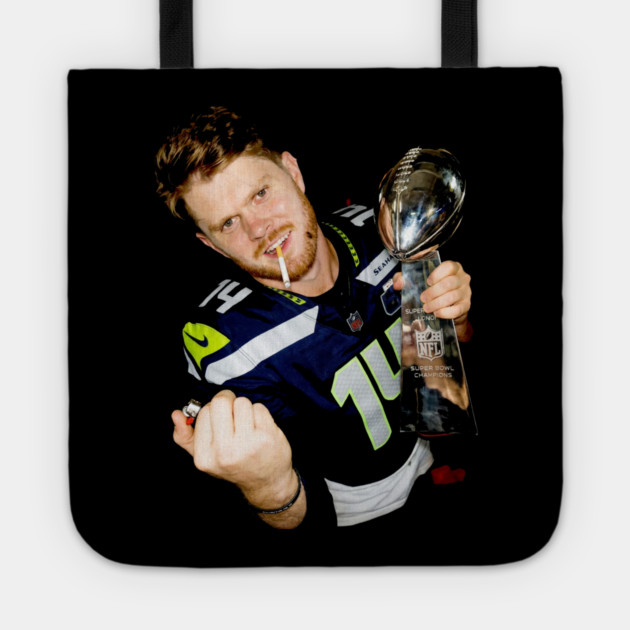 Sam Darnold #14 "GEQBUS" Super Bowl LX Champion Vintage Graphic Tee Tote by dtr_art