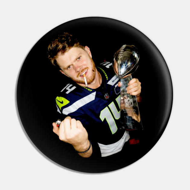 Sam Darnold #14 "GEQBUS" Super Bowl LX Champion Vintage Graphic Tee Pin by dtr_art