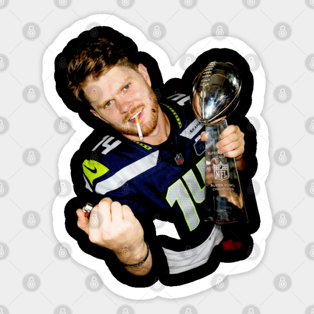 Sam Darnold #14 "GEQBUS" Super Bowl LX Champion Vintage Graphic Tee Sticker by dtr_art