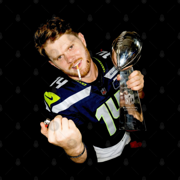 Sam Darnold #14 "GEQBUS" Super Bowl LX Champion Vintage Graphic Tee by dtr_art