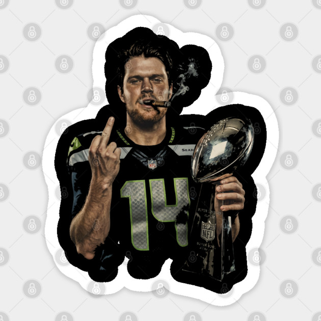 Sam Darnold #14 "GEQBUS" Super Bowl LX Champion Vintage Graphic Tee Sticker by dtr_art