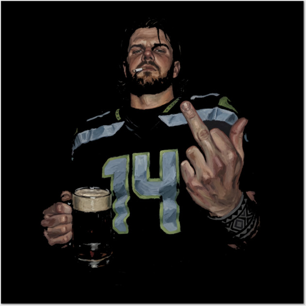 Sam Darnold #14 "GEQBUS" Super Bowl LX Champion Vintage Graphic Tee Wall Art by dtr_art