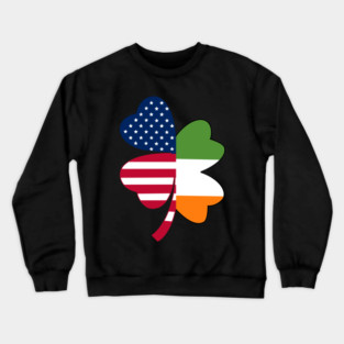 Irish American Flag Shamrock St Patrick's Day Crewneck Sweatshirt