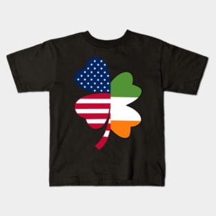 Irish American Flag Shamrock St Patrick's Day Kids T-Shirt