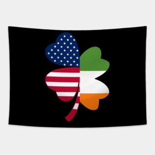 Irish American Flag Shamrock St Patrick's Day Tapestry