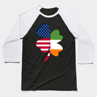 Irish American Flag Shamrock St Patrick's Day Baseball T-Shirt