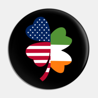 Irish American Flag Shamrock St Patrick's Day Pin